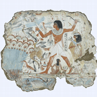 Fowling in the marshes: fragment of wall painting from the tomb of Nebamun, 1350BC.